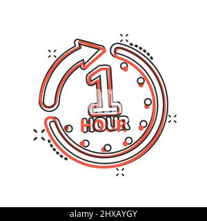 Comicstyle 1hour Countdown Clock With Splash Effect Timer Vector
