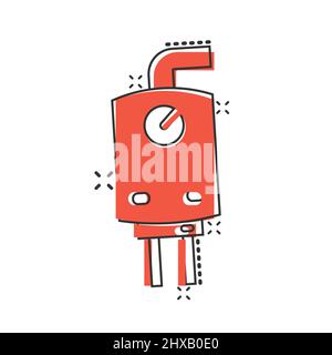 Gas boiler icon in comic style. Heater cartoon vector illustration on ...