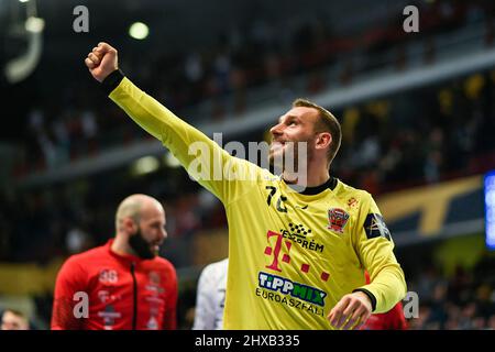 Vladimir Cupara of Telekom Veszprem celebrates the victory during