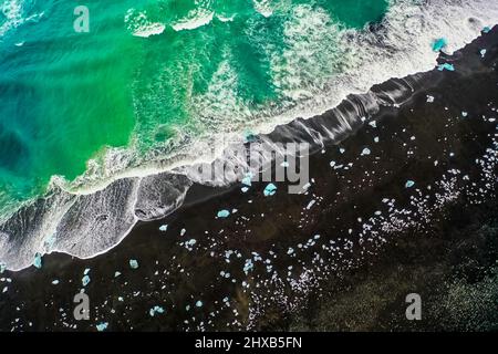 Aerial view of Diamond Beach in Iceland Europe Stock Photo