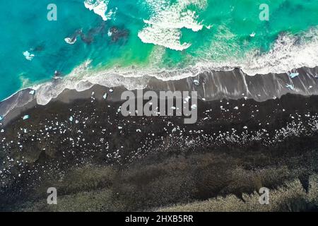 Aerial view of Diamond Beach in Iceland Europe Stock Photo