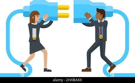 Connecting Plug Fitting Together Business Concept Stock Vector