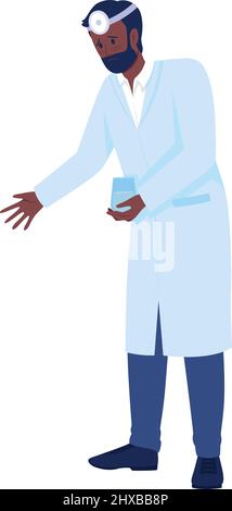 Upset doctor semi flat color vector character Stock Vector