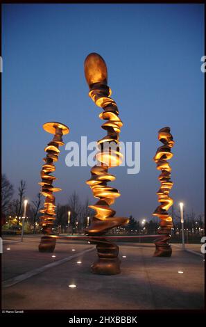 Torino, Italy - January 2006: Tony Cragg's sculpture 'Points of View' in the Olympic square in Turin