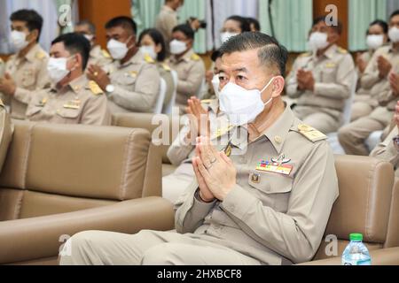 Bangkok, Thailand. 6th Mar, 2022. The executives of the ALRO made merit in the morning according to the beliefs of Thai traditions for the prosperity in the 47th anniversary of the establishment of the agency. (Credit Image: © Adirach Toumlamoon/Pacific Press via ZUMA Press Wire) Stock Photo