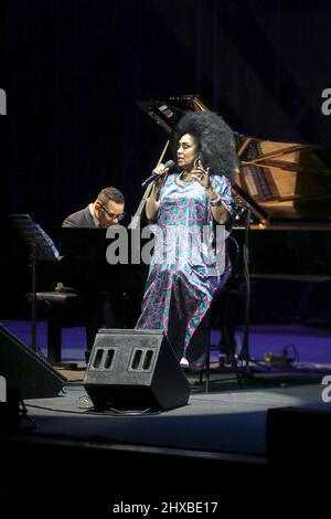 March 10, 2022, Rome, Lazio, Italy: Gonzalo Rubalcaba and Aymee 'Nuviola in ''Viento y Tiempo'' Tour 2022 at the Auditorium Parco dellaMusica in Rome. (Credit Image: © Daniela Franceschelli/Pacific Press via ZUMA Press Wire) Stock Photo