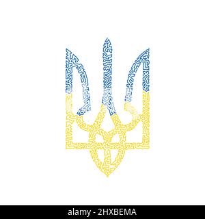 Coat of Arms of Ukraine State emblem National ukrainian symbol Trident icon pattern style. Stock vector illustration isolated on white background. Stock Vector