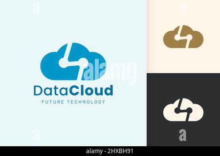 Cloud or Data Logo in modern style with blue color Stock Vector