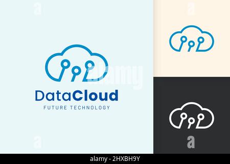 Cloud or Data Logo in modern style with blue color Stock Vector