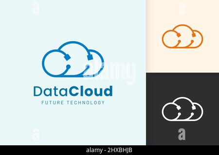 Cloud or Data Logo in modern style with blue color Stock Vector