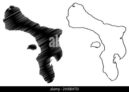 Bonaire island (Kingdom of the Netherlands, Netherlands Antilles, Cenrtal America, Caribbean islands) map vector illustration, scribble sketch Boneiru Stock Vector