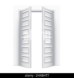 Open door illustration isolated on white background. Stock Vector