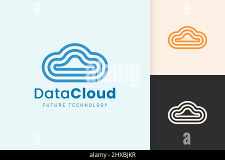 Cloud or Data Logo in modern style with blue color Stock Vector
