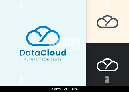 Cloud or Data Logo in modern style with blue color Stock Vector