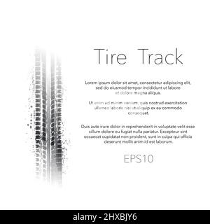 Tire Tracks grunge silhouettes text Stock Vector