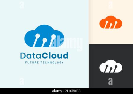 Cloud or Data Logo in modern style with blue color Stock Vector