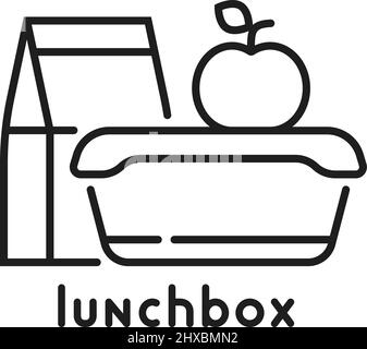school lunchbox thin line icon Stock Vector