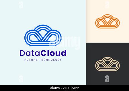 Cloud or Data Logo in modern style with blue color Stock Vector