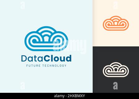 Cloud or Data Logo in modern style with blue color Stock Vector