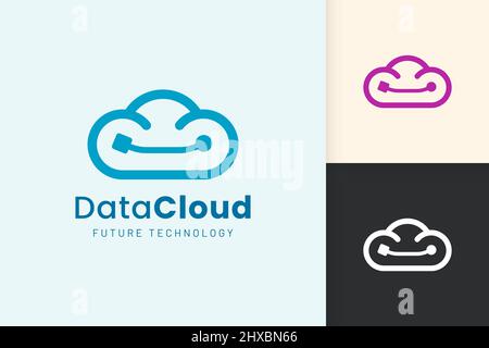 Cloud or Data Logo in modern style with blue color Stock Vector