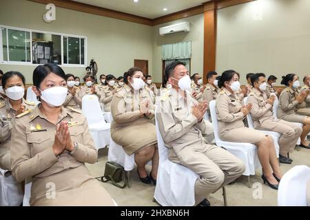 Bangkok, Thailand. 6th Mar, 2022. The executives of the ALRO made merit in the morning according to the beliefs of Thai traditions for the prosperity in the 47th anniversary of the establishment of the agency. (Credit Image: © Adirach Toumlamoon/Pacific Press via ZUMA Press Wire) Stock Photo
