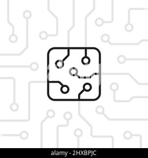 thin line microchip on circuit board Stock Vector