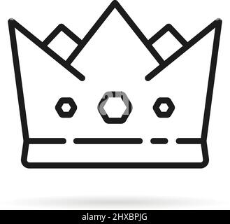linear minimal crown icon with shadow Stock Vector