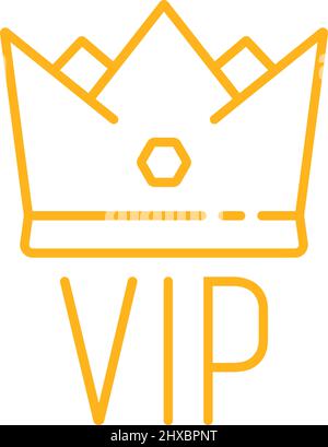 yellow thin line vip icon with crown Stock Vector