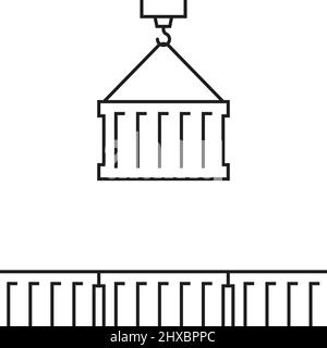 linear port crane with cargo containers Stock Vector