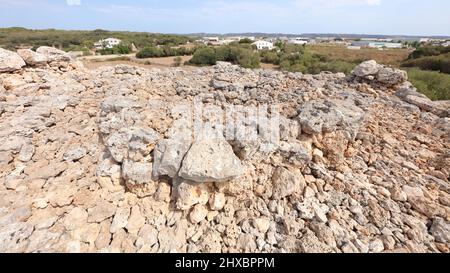 This photo was taken in The Cornia Nou talayots, Menorca, Balearic Islands, Spain. Stock Photo