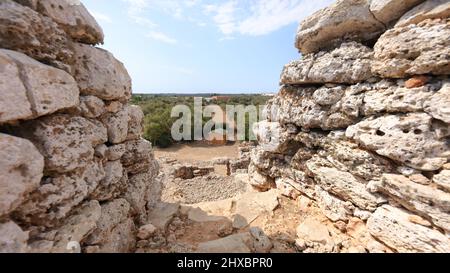 This photo was taken in The Cornia Nou talayots, Menorca, Balearic Islands, Spain. Stock Photo