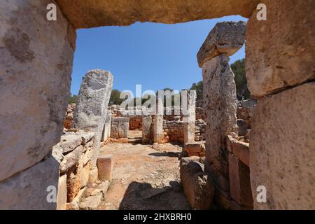 This photo was taken in the Talayotic village called Torre d'en Galmés, Menorca, Balearic Islands, Spain. Stock Photo