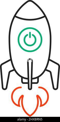 rocketship launch thin line logo Stock Vector