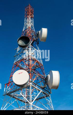 Large telecommunications tower on the outskirts of Barcelona in Spain Stock Photo