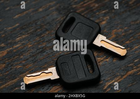 The keys on the rustic floor Stock Photo