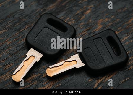 The keys on the rustic floor Stock Photo