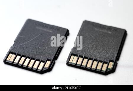 Close-up view of memory cards Stock Photo