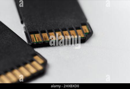 Close-up view of memory cards Stock Photo
