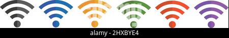 Wi-Fi icons in a variety of colors. Editable vector. Stock Vector