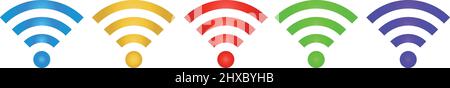 Set of metallic wifi icons. Editable Vector. Stock Vector