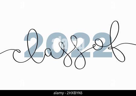 Class of 2022 lettering. Vector illustration of creative typography with continuous one line hand drawn text isolated on white background Stock Vector