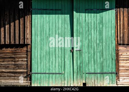 Old wooden barn door Stock Photo