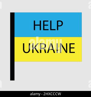 Ukrainian flag with the text help Ukraine on it Stock Vector