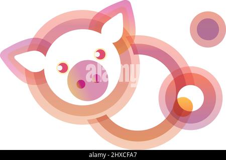 Fat pig pork design element. Pig cloud Stock Vector