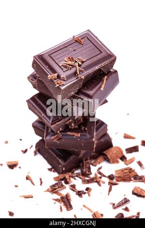 Black fine chocolate isolated on white background Stock Photo