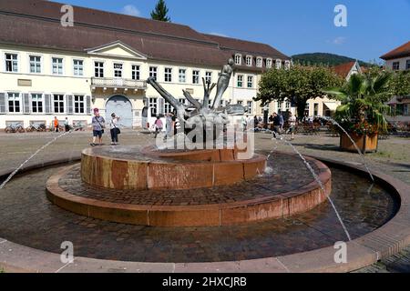 Germany, Baden-Wuerttemberg, Heidelberg, Old Town, Karlsplatz, Boisseree Palace, Sebastian Minster Fountain Stock Photo