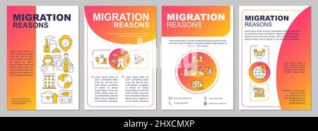 Migration reasons red gradient brochure template Stock Vector