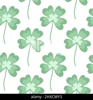 Clover leaf seamless pattern. Cute plant endless print. Isolated on white. Stock Vector