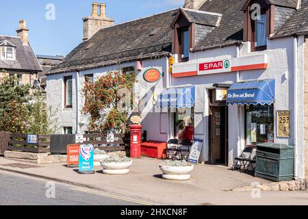 The Post Office and Spar local store in the village of Carrbridge, Highland, Scotland UK. Stock Photo