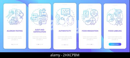 Food testing services blue gradient onboarding mobile app screen Stock Vector